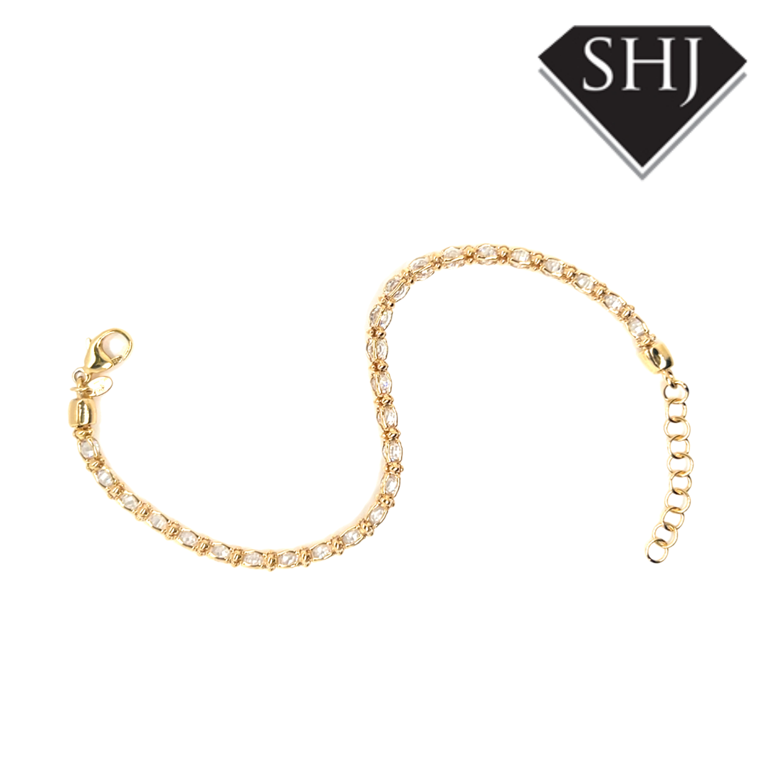 Silver Gold Plated CZ Bracelet