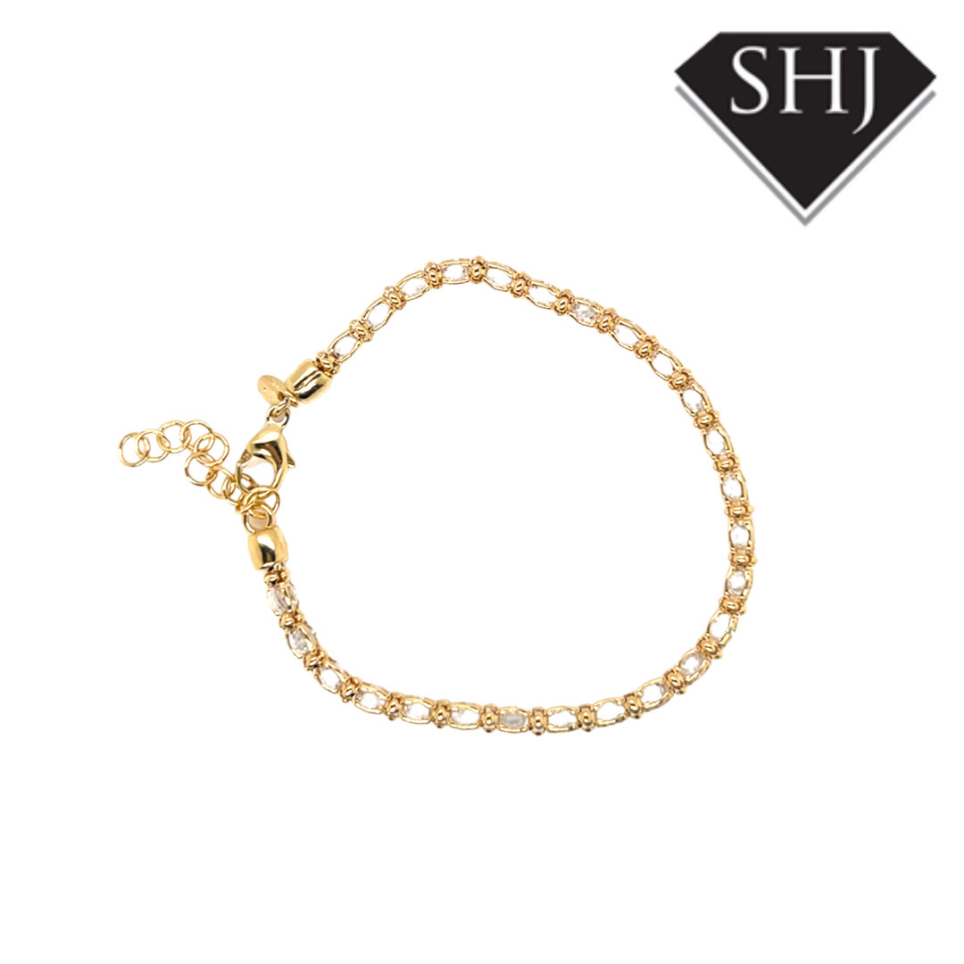 Silver Gold Plated CZ Bracelet