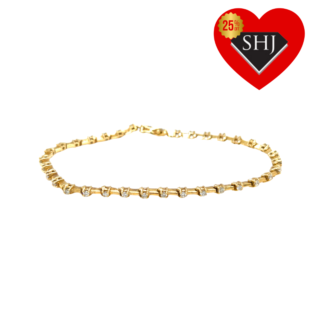 14ct Yellow Gold Diamond Bracelet