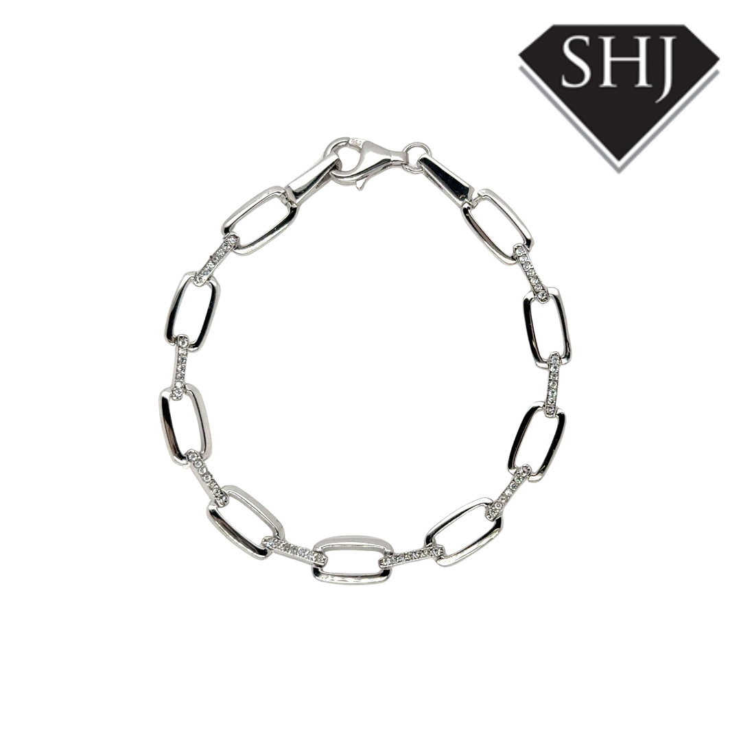 Silver Oval CZ Bracelet