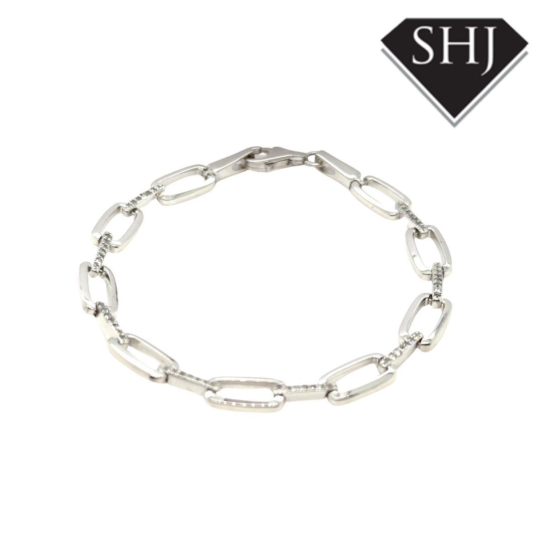Silver Oval CZ Bracelet