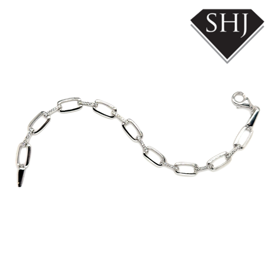 Silver Oval CZ Bracelet