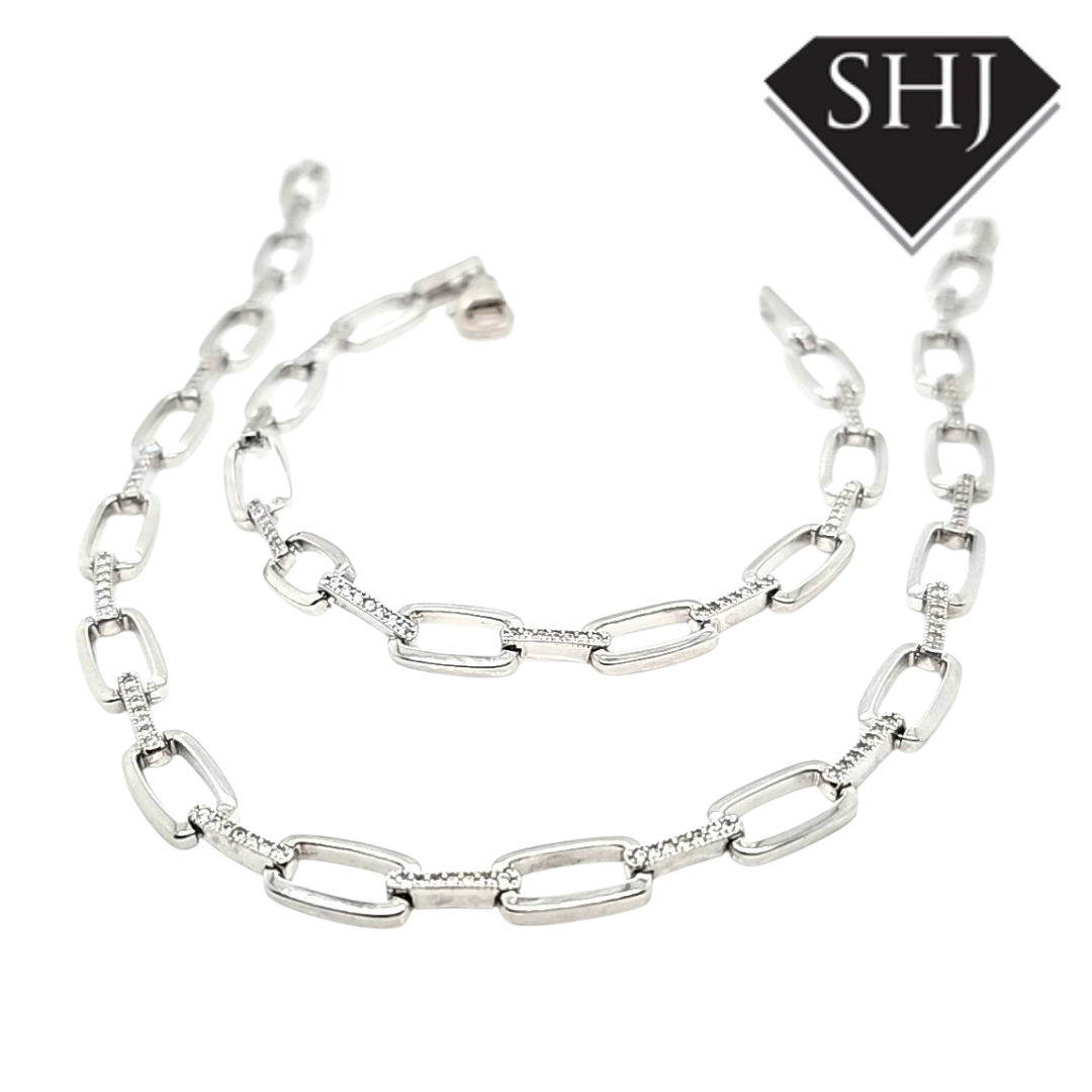 Silver Oval CZ Bracelet