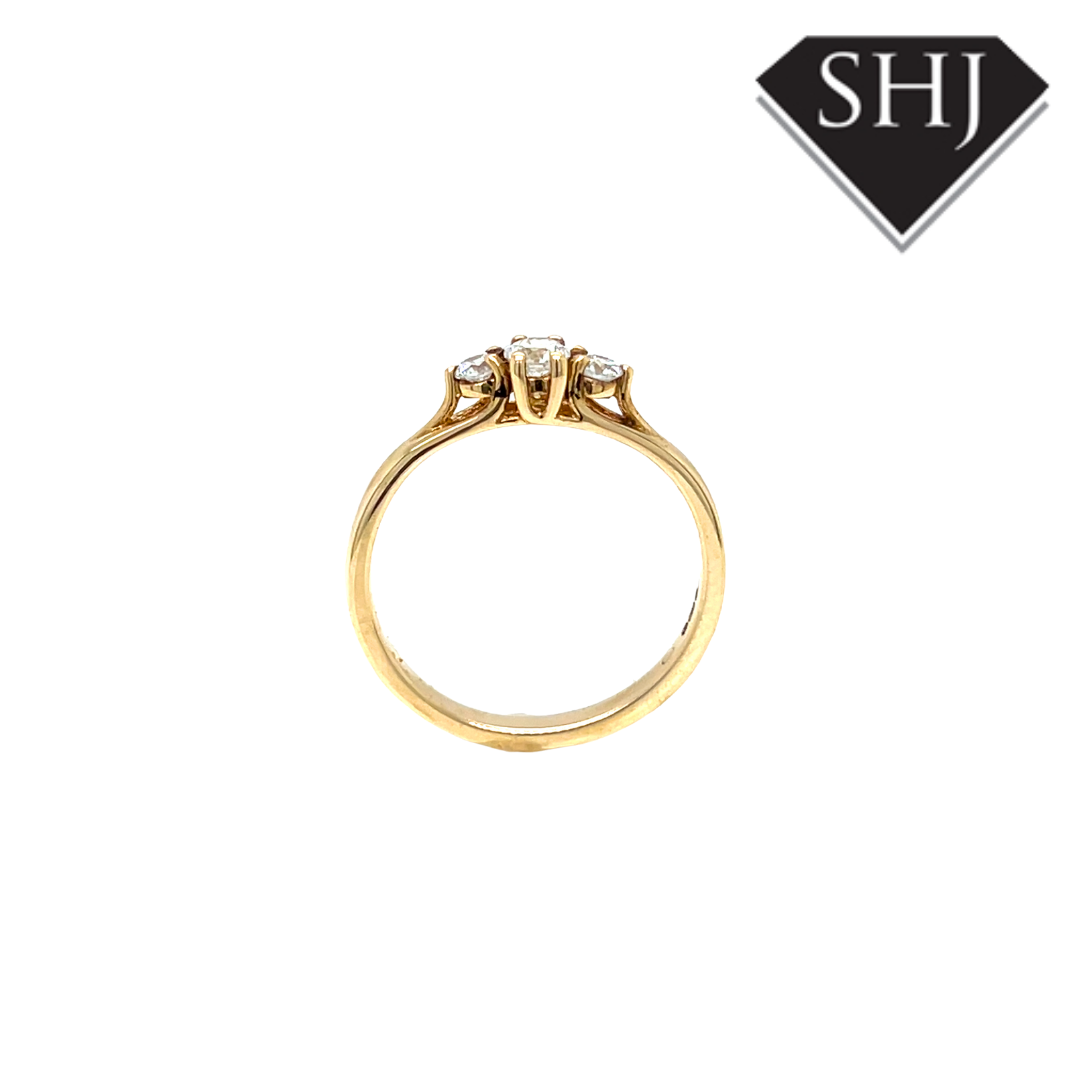 9ct Yellow Gold Diamond 3 Stone Ring 0.25ct