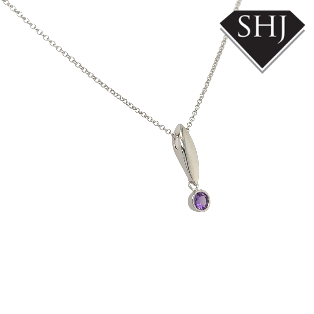 Silver Amethyst Pendant & Chain