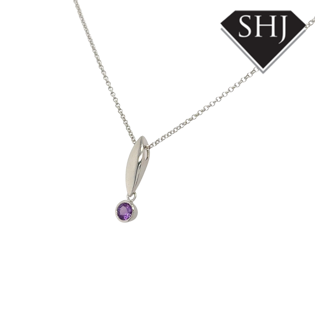 Silver Amethyst Pendant & Chain