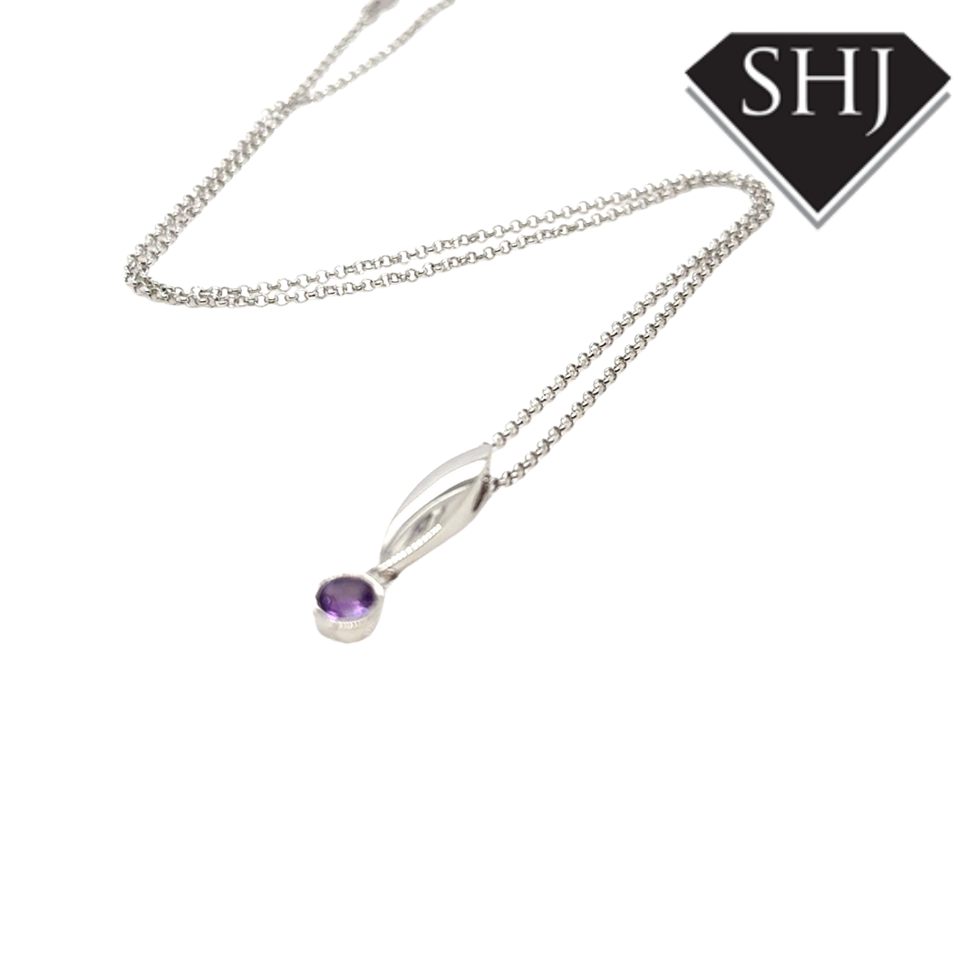 Silver Amethyst Pendant & Chain