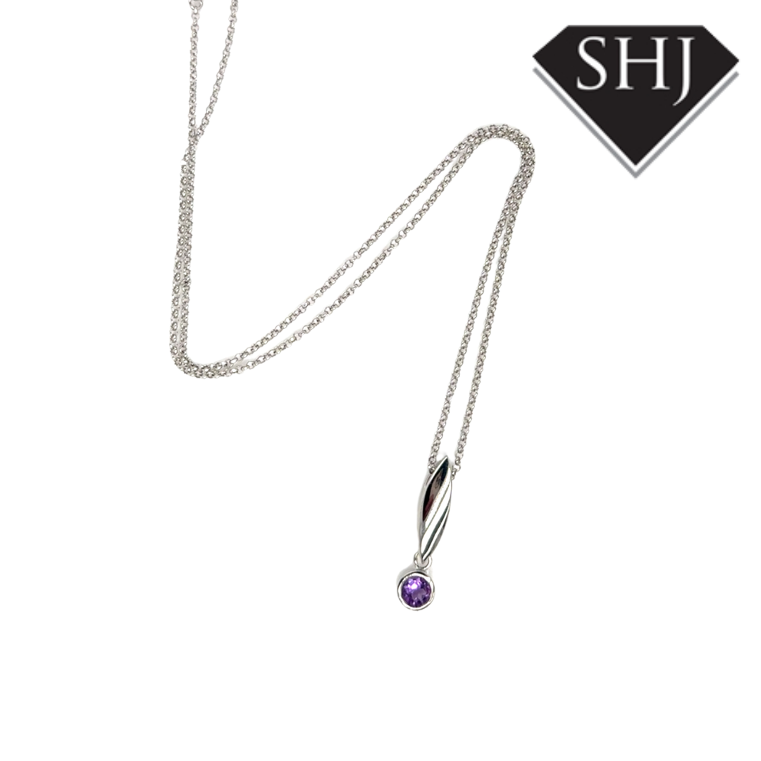 Silver Amethyst Pendant & Chain