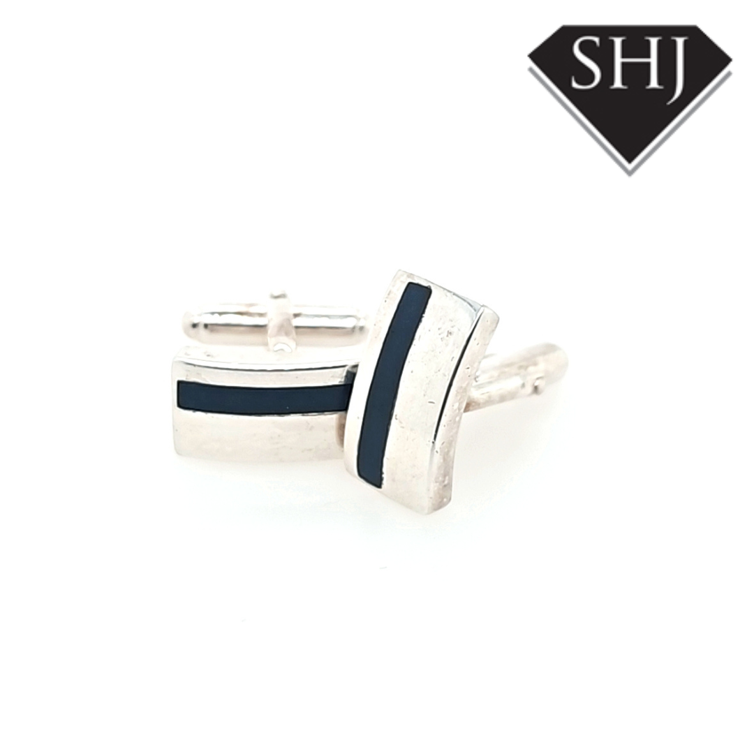 Silver Simulated Onyx Cuff