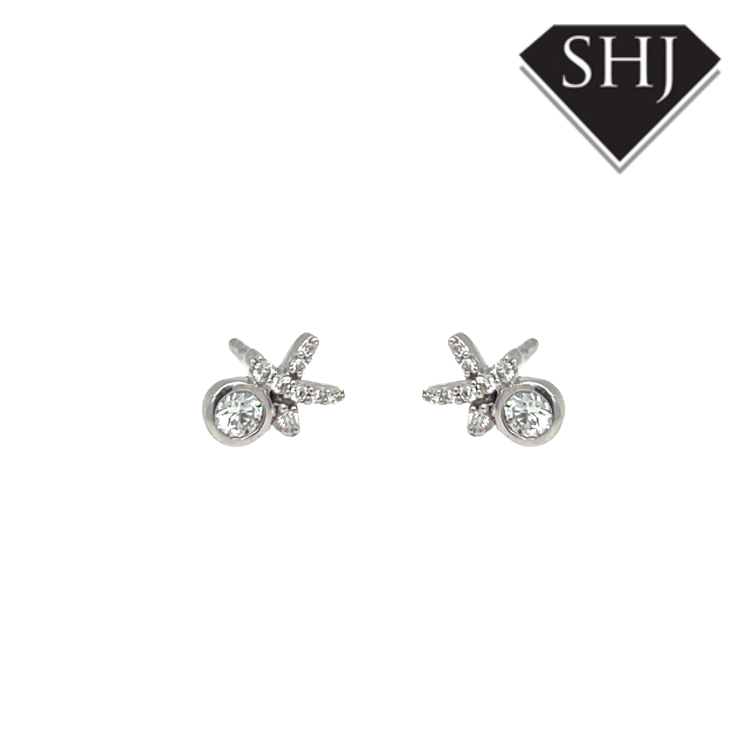 18ct White Gold Diamond Kiss Earrings