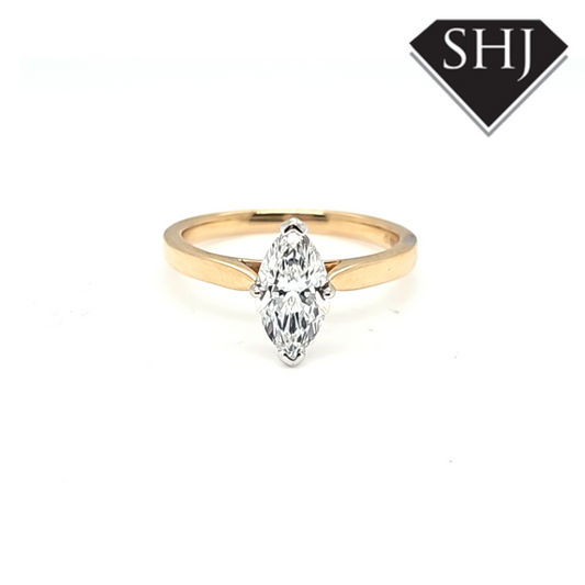 18ct Yellow Gold Lab Created Marquis Diamond Ring