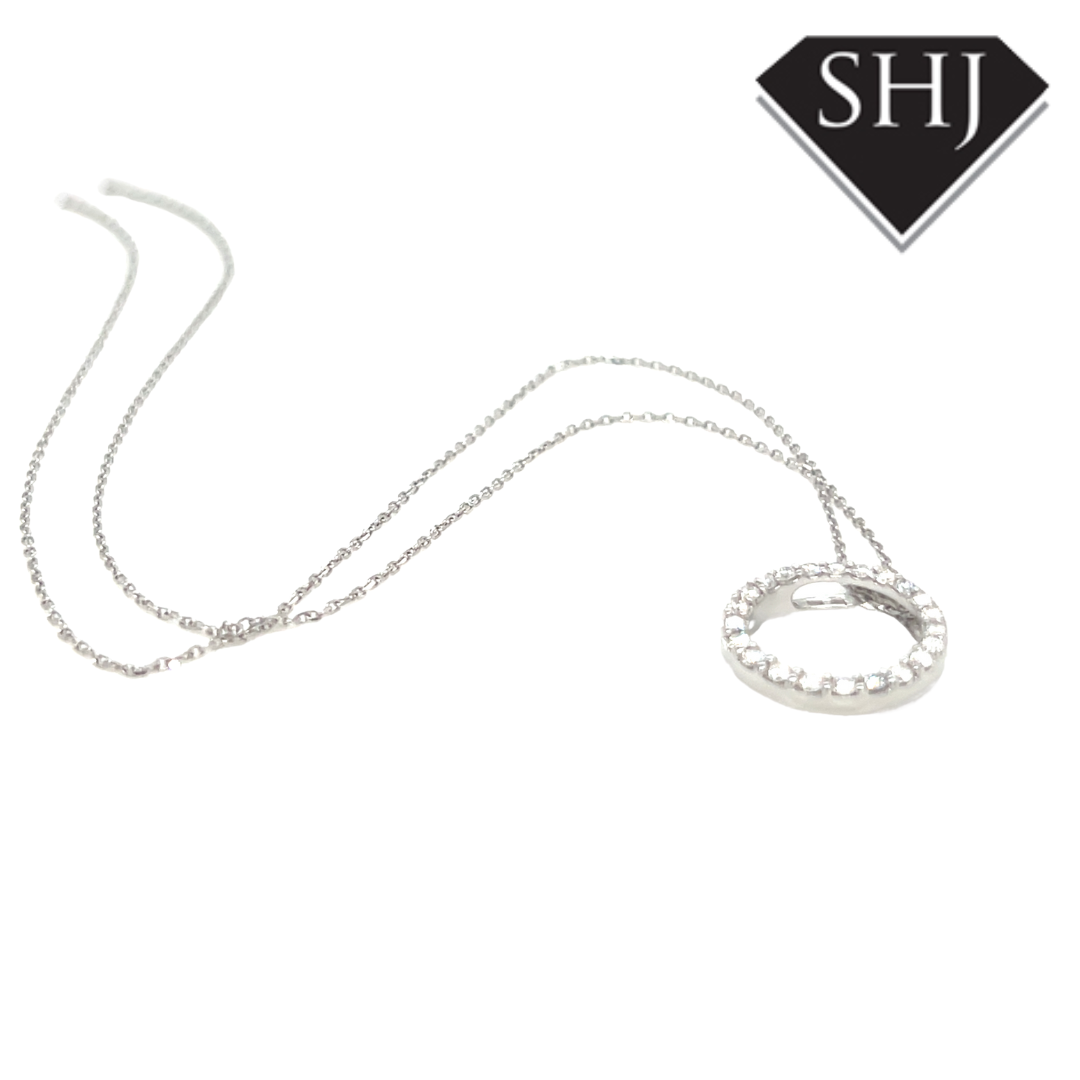 9ct White Gold Diamond Pendant