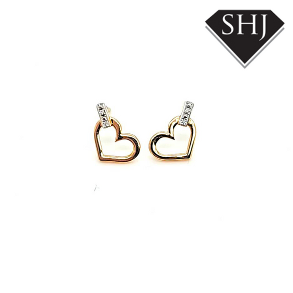 9ct Yellow Gold Heart Earrings