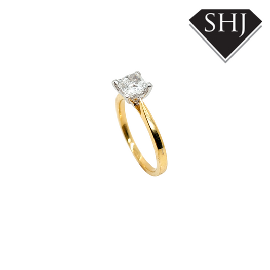 18CT Yellow & White Gold 1.03ct Lab Grown Princess Cut Diamond Ring