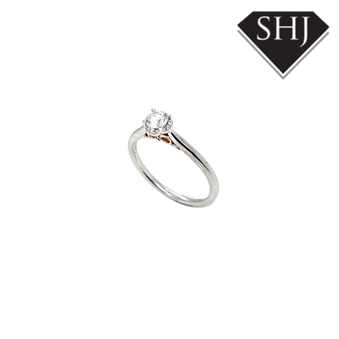 18ct White Gold Single Stone Diamond Ring .24ct