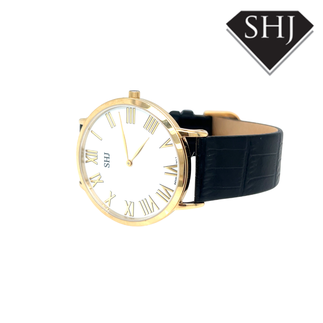 SHJ Gents Black Strap Watch