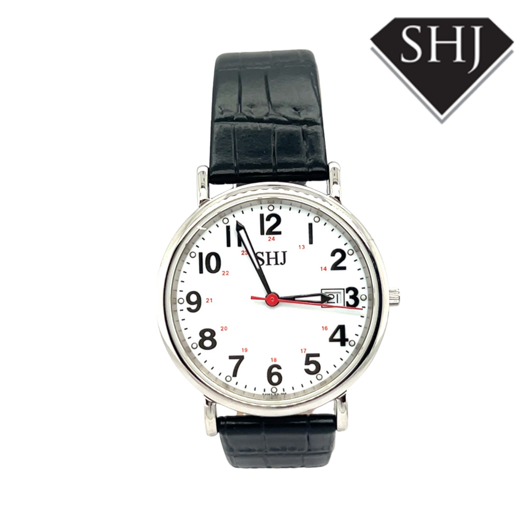 SHJ Gents Black Strap Watch