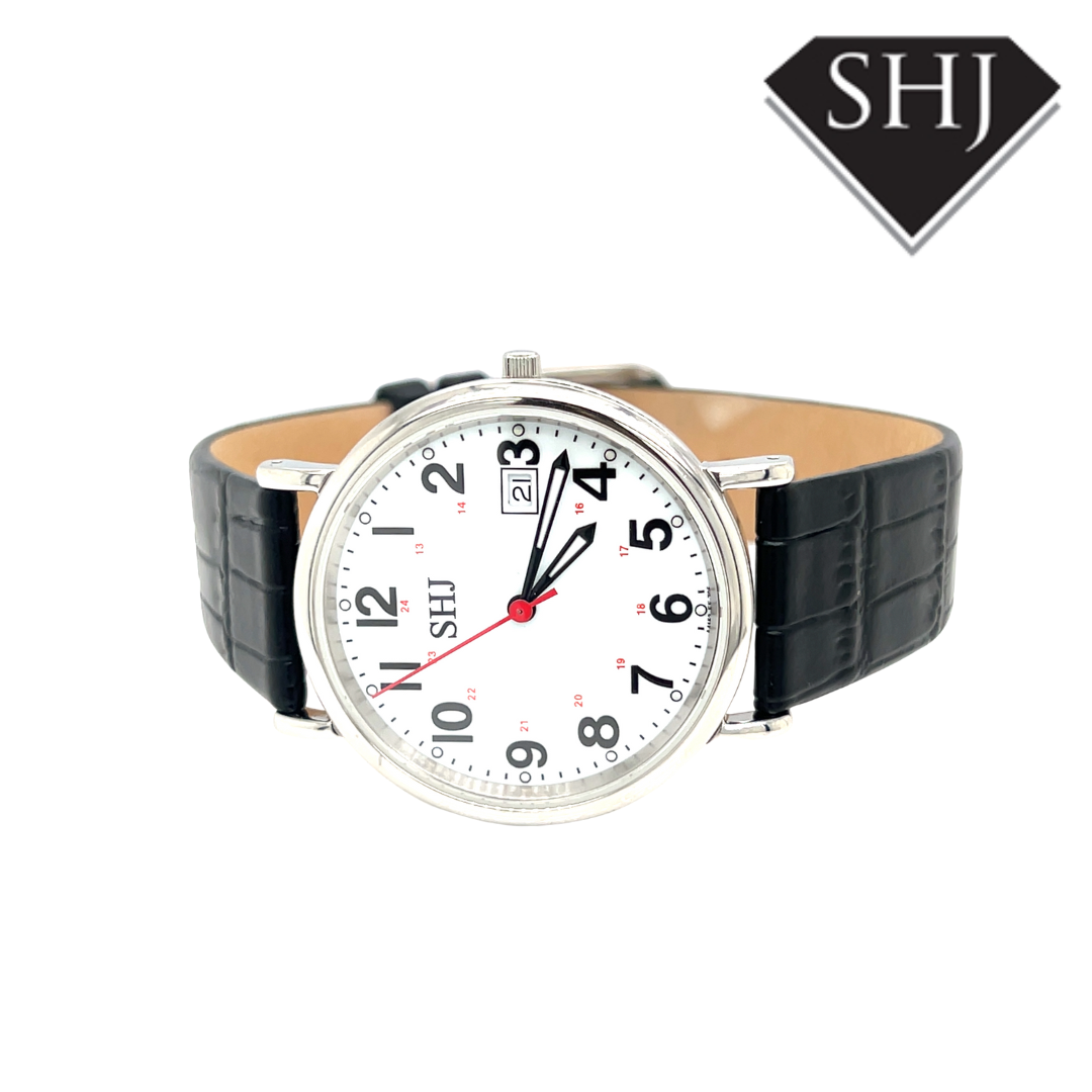 SHJ Gents Black Strap Watch