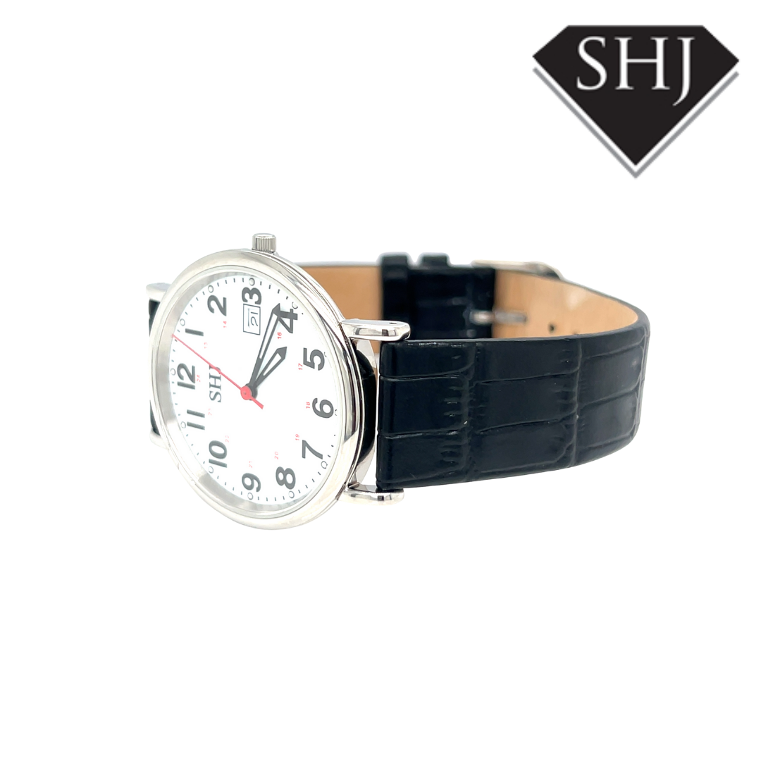 SHJ Gents Black Strap Watch