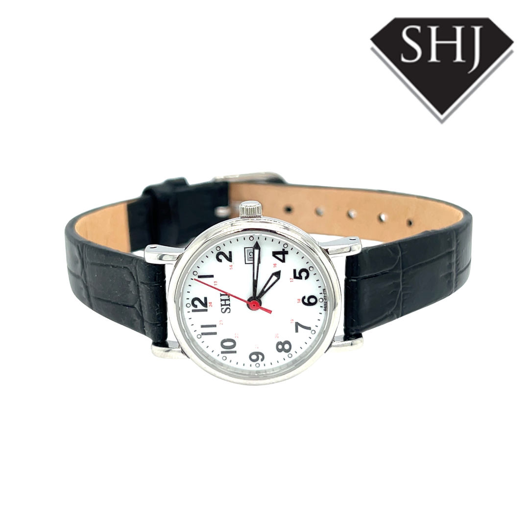 SHJ Ladies Black Strap Watch
