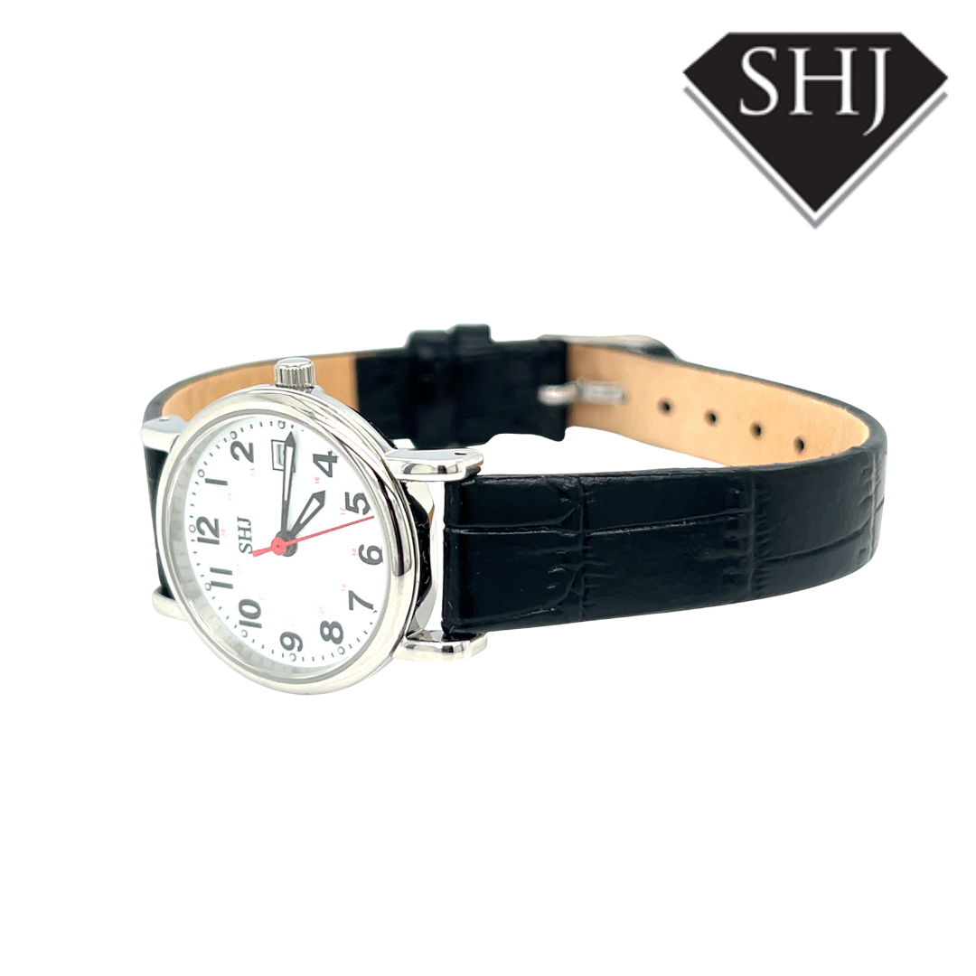 SHJ Ladies Black Strap Watch