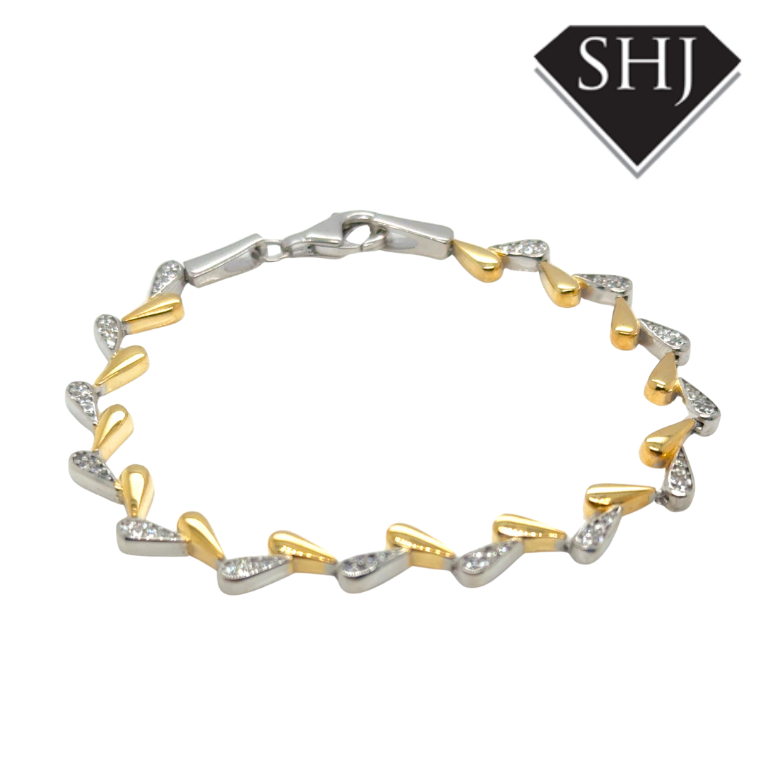 Silver Gold Plated Leaf Pattern Bracelet