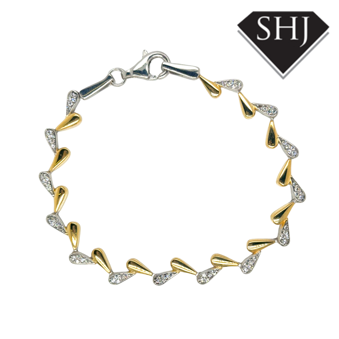 Silver Gold Plated Leaf Pattern Bracelet