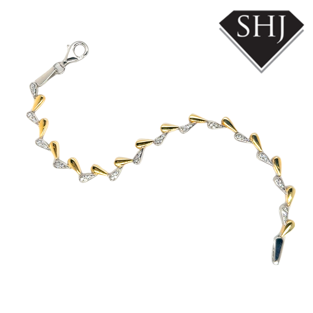 Silver Gold Plated Leaf Pattern Bracelet
