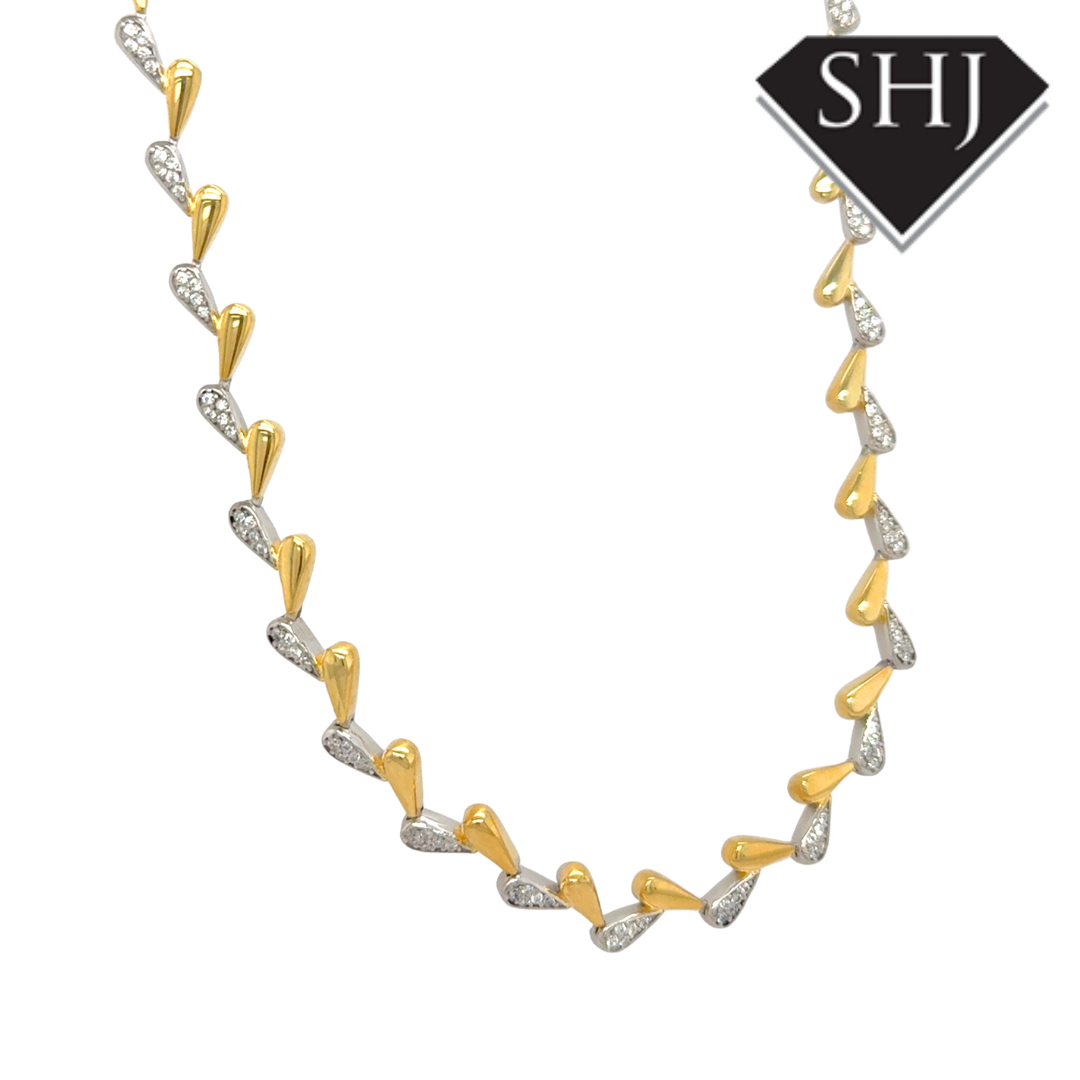 Silver Gold Plated Leaf Pattern Necklace
