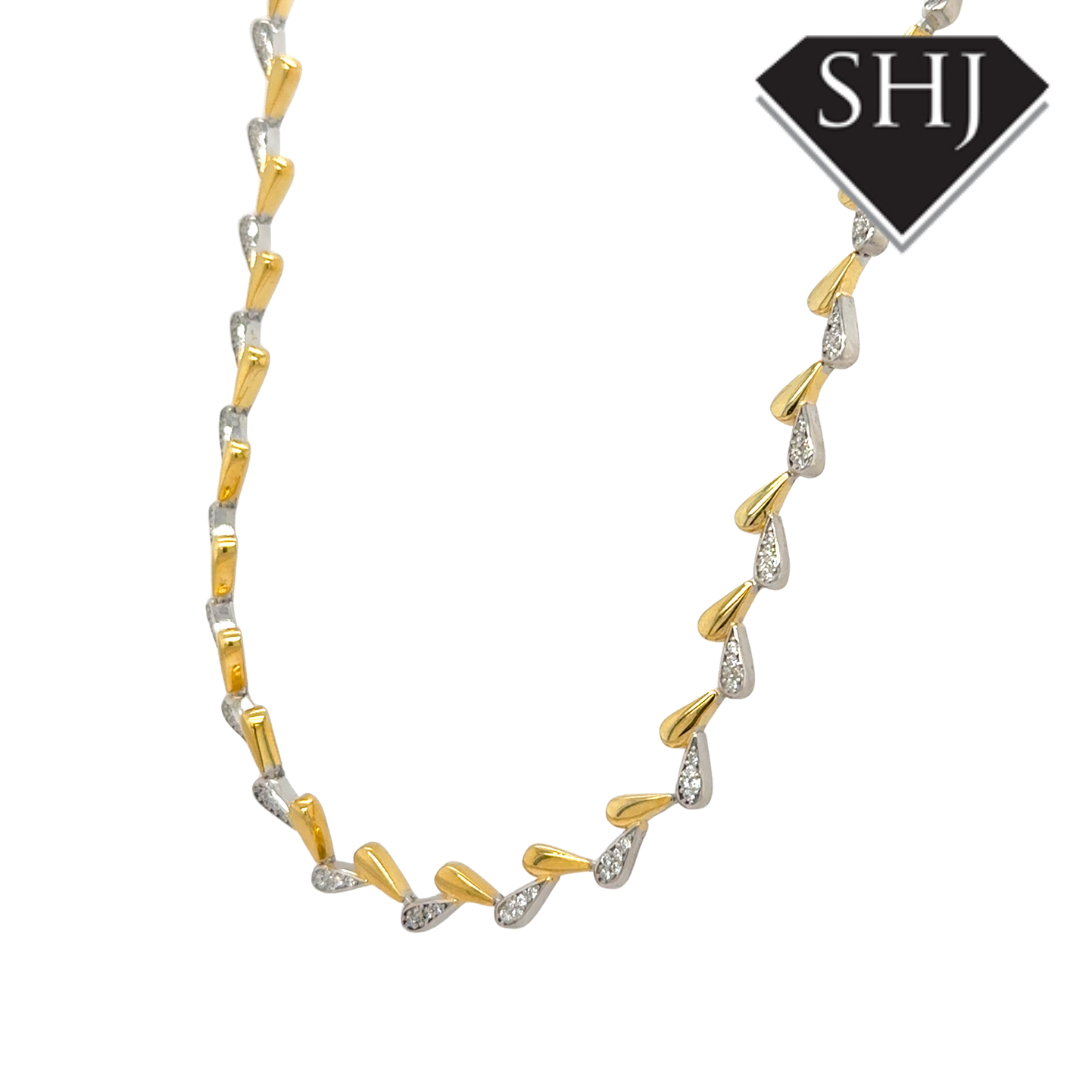Silver Gold Plated Leaf Pattern Necklace