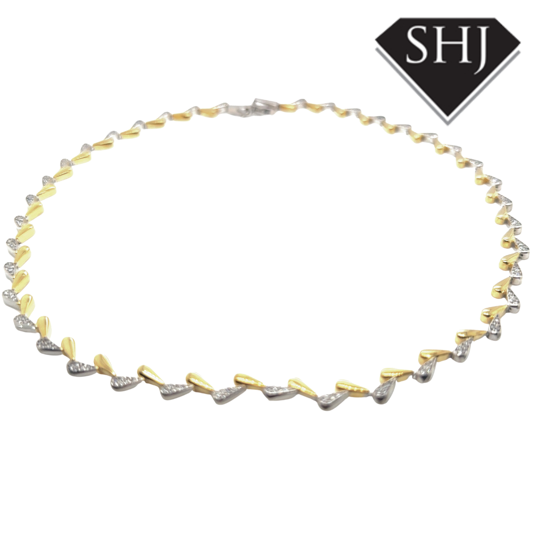 Silver Gold Plated Leaf Pattern Necklace