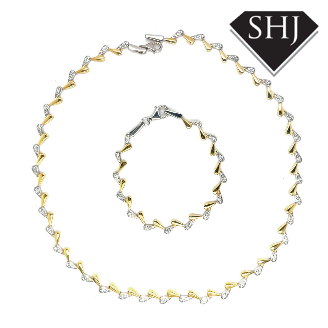 Silver Gold Plated Leaf Pattern Necklace