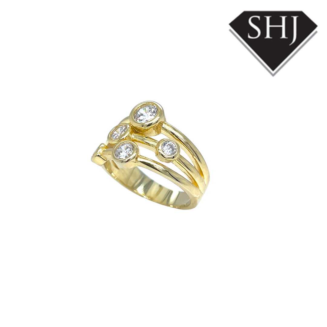 Gold Plated Silver CZ Bubble Ring