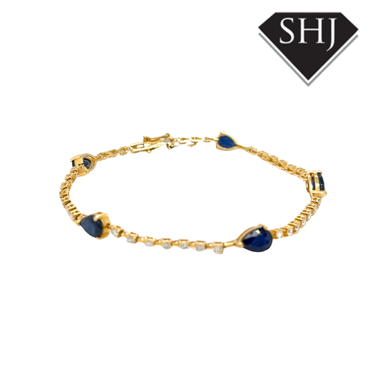 9ct Yellow Gold Sapphire and Diamond Bracelet