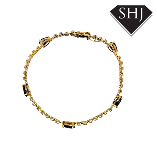 9ct Yellow Gold Sapphire and Diamond Bracelet