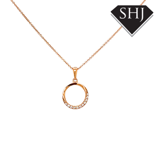 9ct Rose Gold 0.08ct Diamond Pendant & Chain