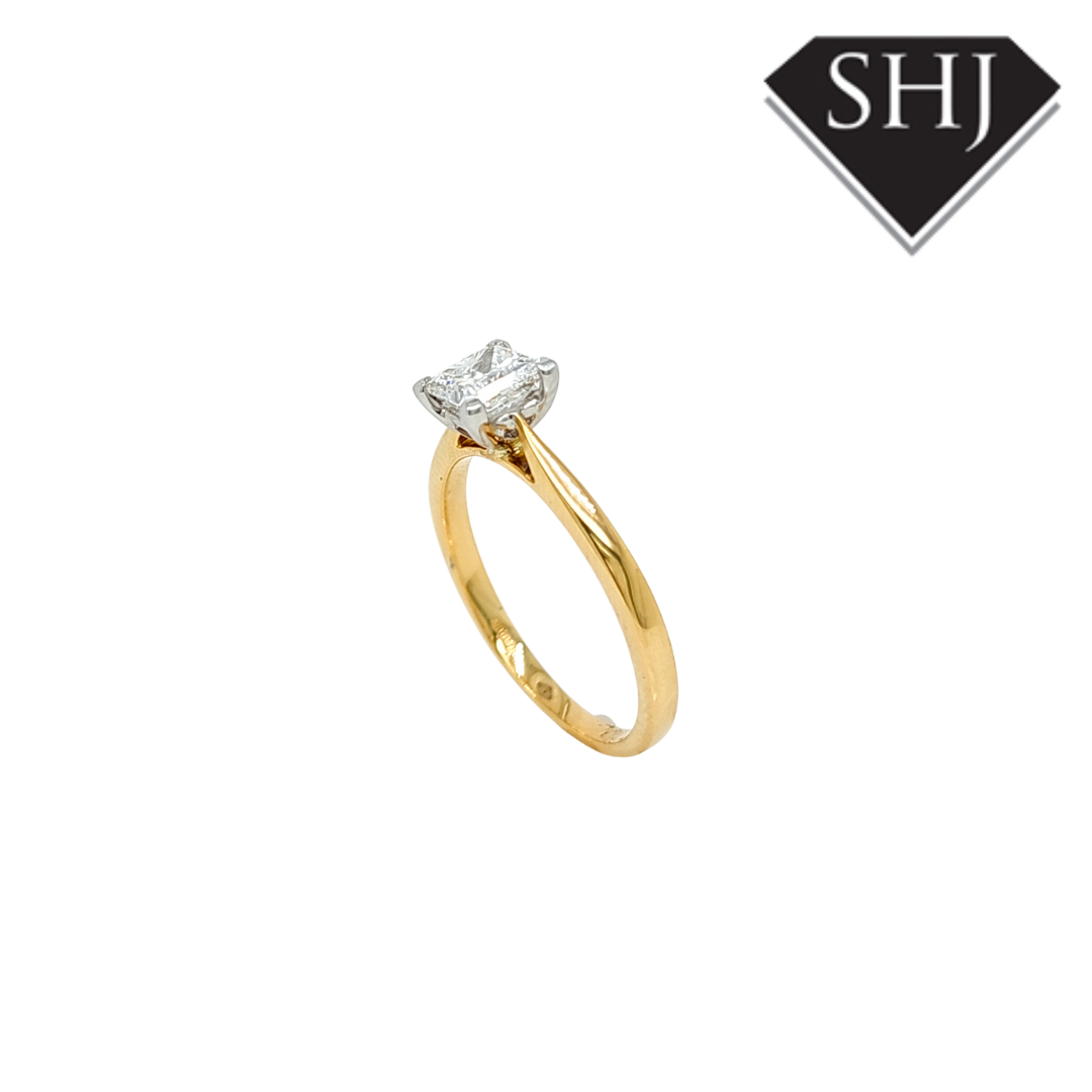 18CT Yellow & White Gold 1.03ct Lab Grown Princess Cut Diamond Ring