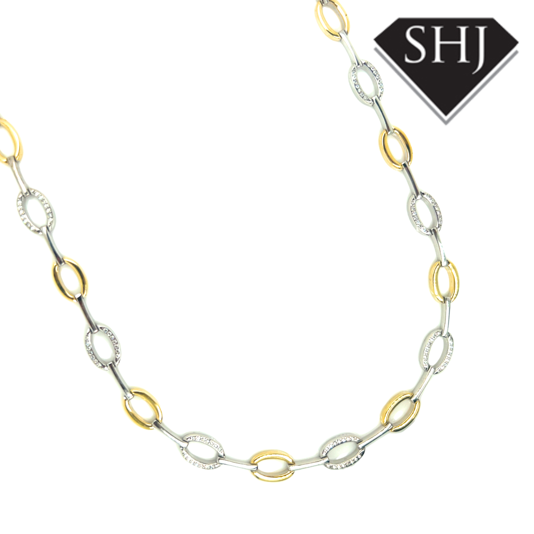 Silver Gold Plated CZ Necklace