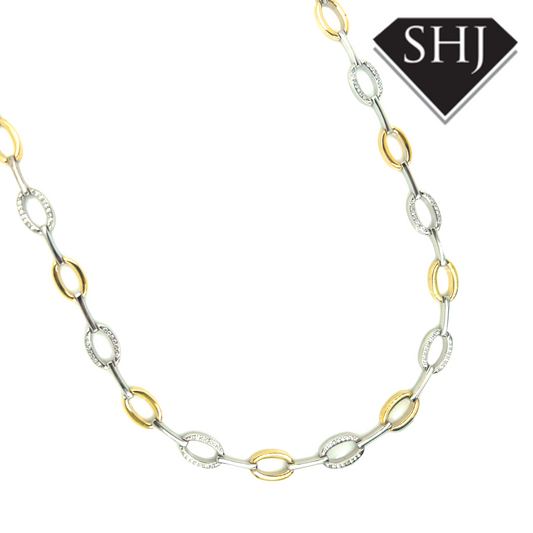Silver Gold Plated CZ Necklace