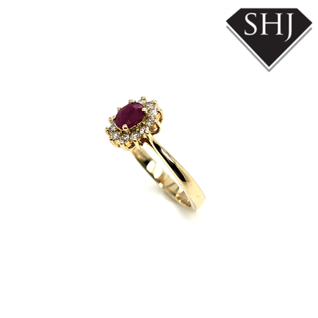 9ct Yellow Gold Ruby & Diamond Ring