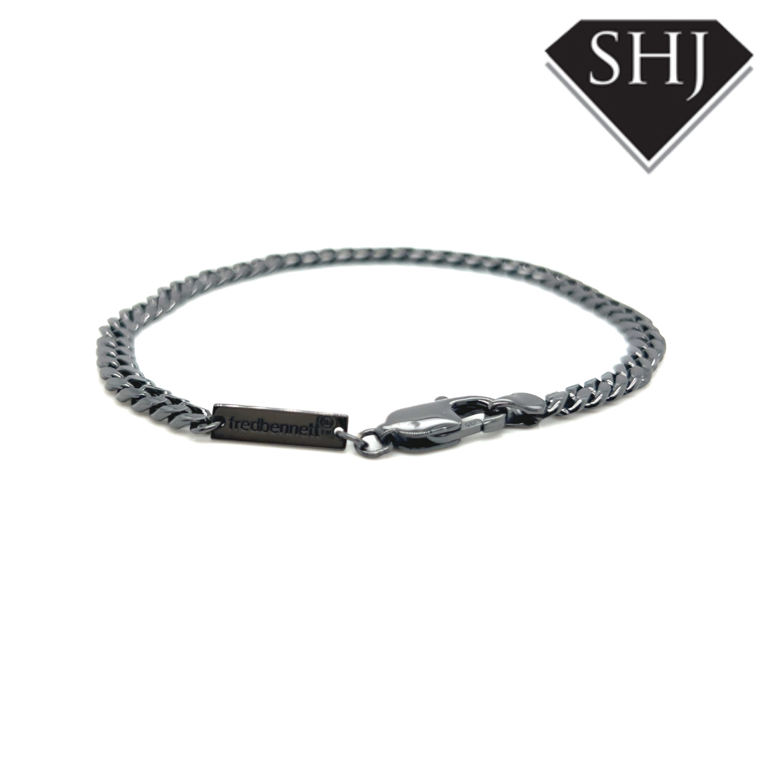 Gunmetal Silver Plated Cuban Link Bracelet