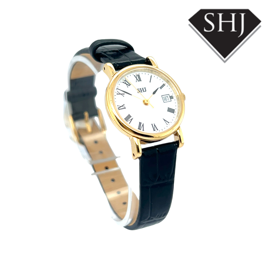 SHJ Ladies Black Strap Watch
