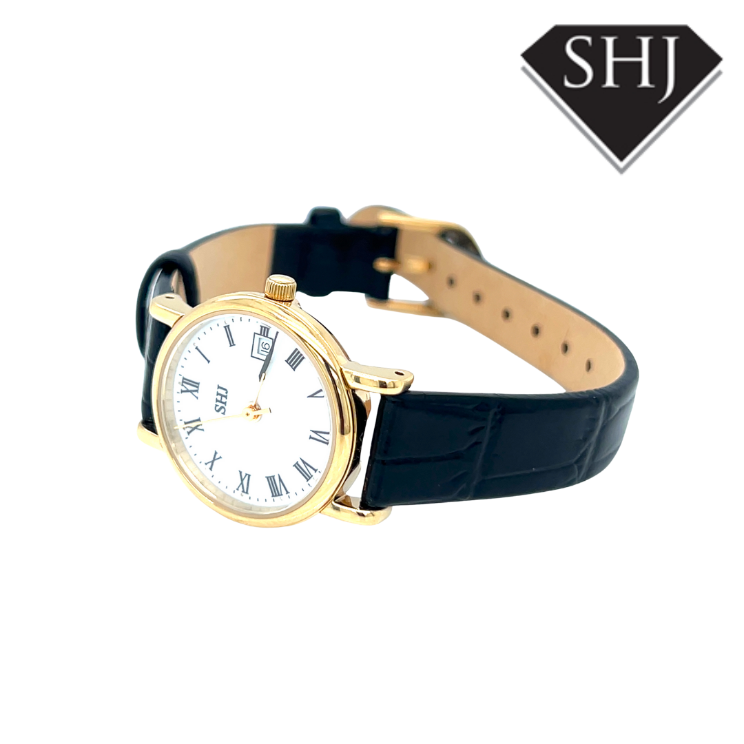 SHJ Ladies Black Strap Watch