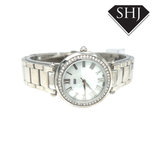 SHJ Stainless Steel & Crystal Bracelet Watch