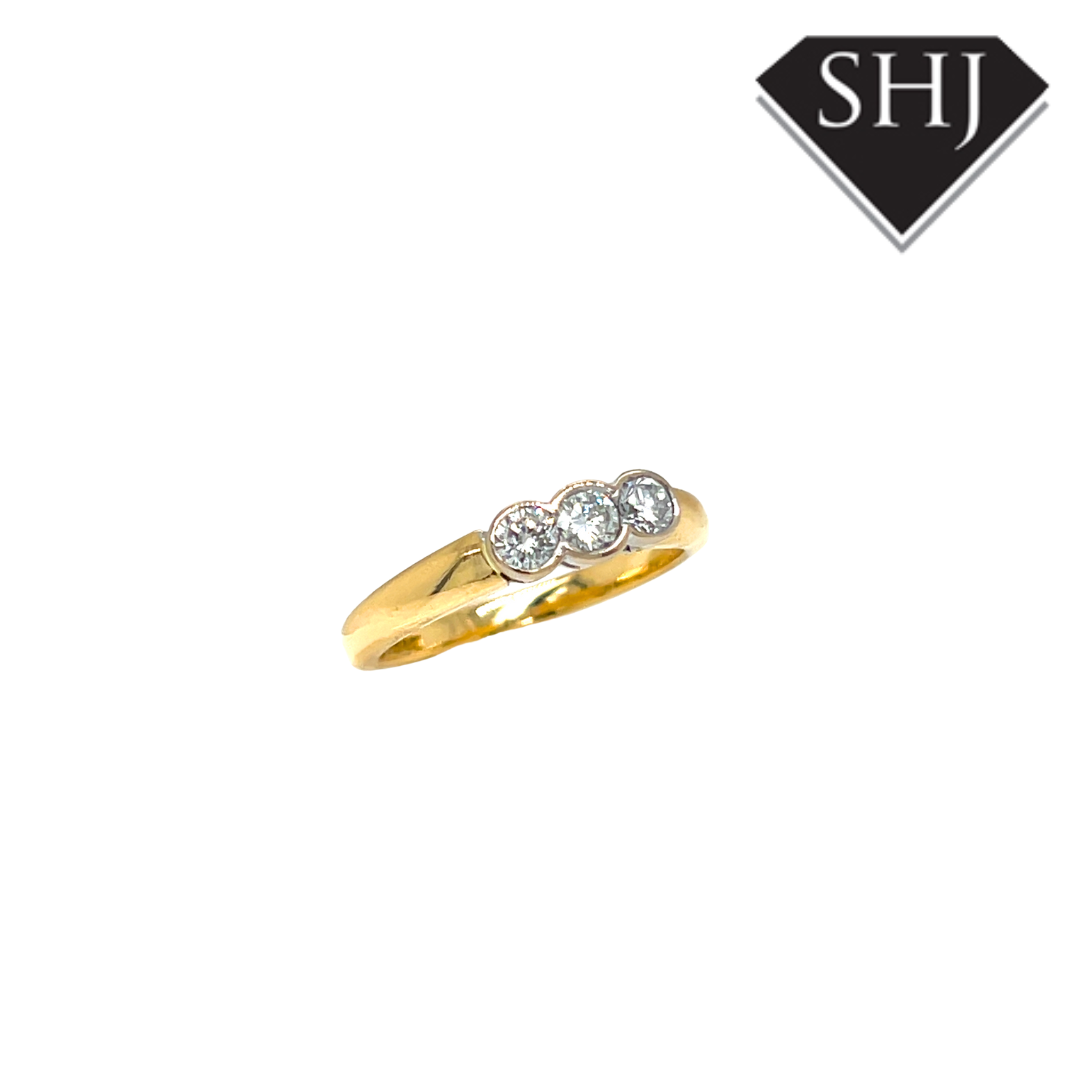 18ct Yellow Gold Diamond 3 Stone Ring 18ct