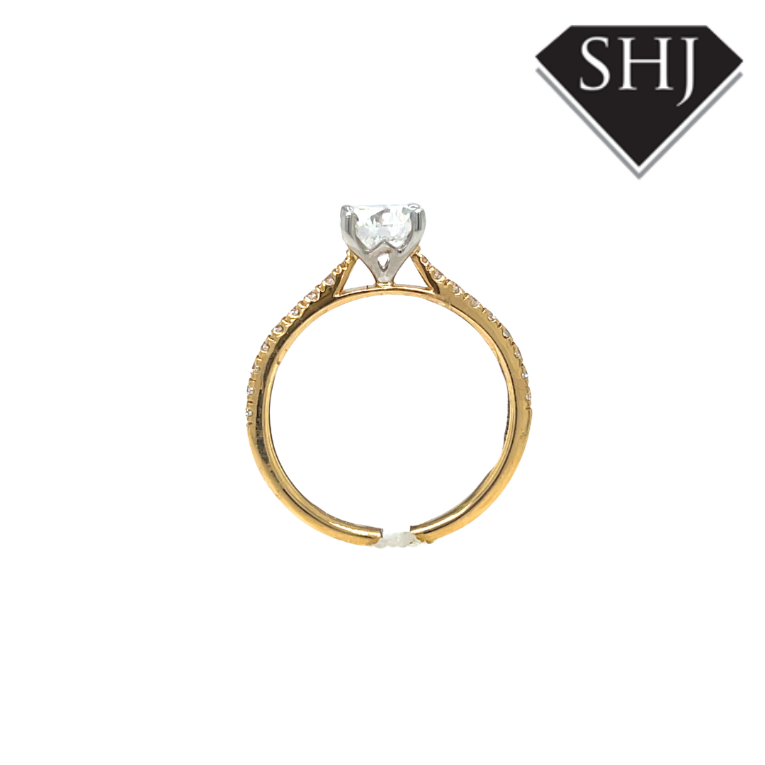 18ct Yellow Gold & Platinum 0.91ct Diamond Solitaire & 0.17ct Diamond Shoulder Ring