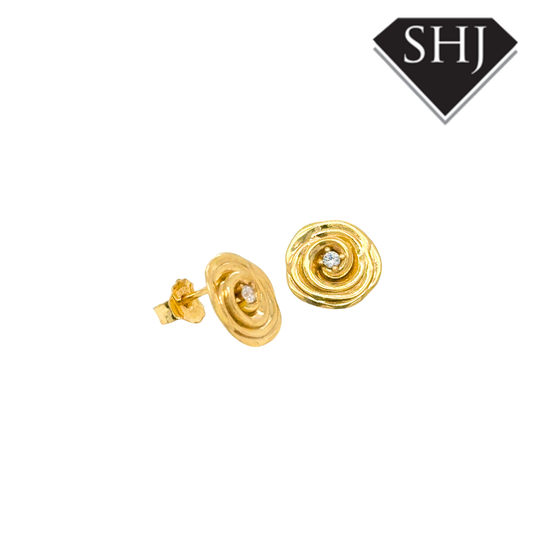 Silver Gold Plated CZ Swirl Earrings