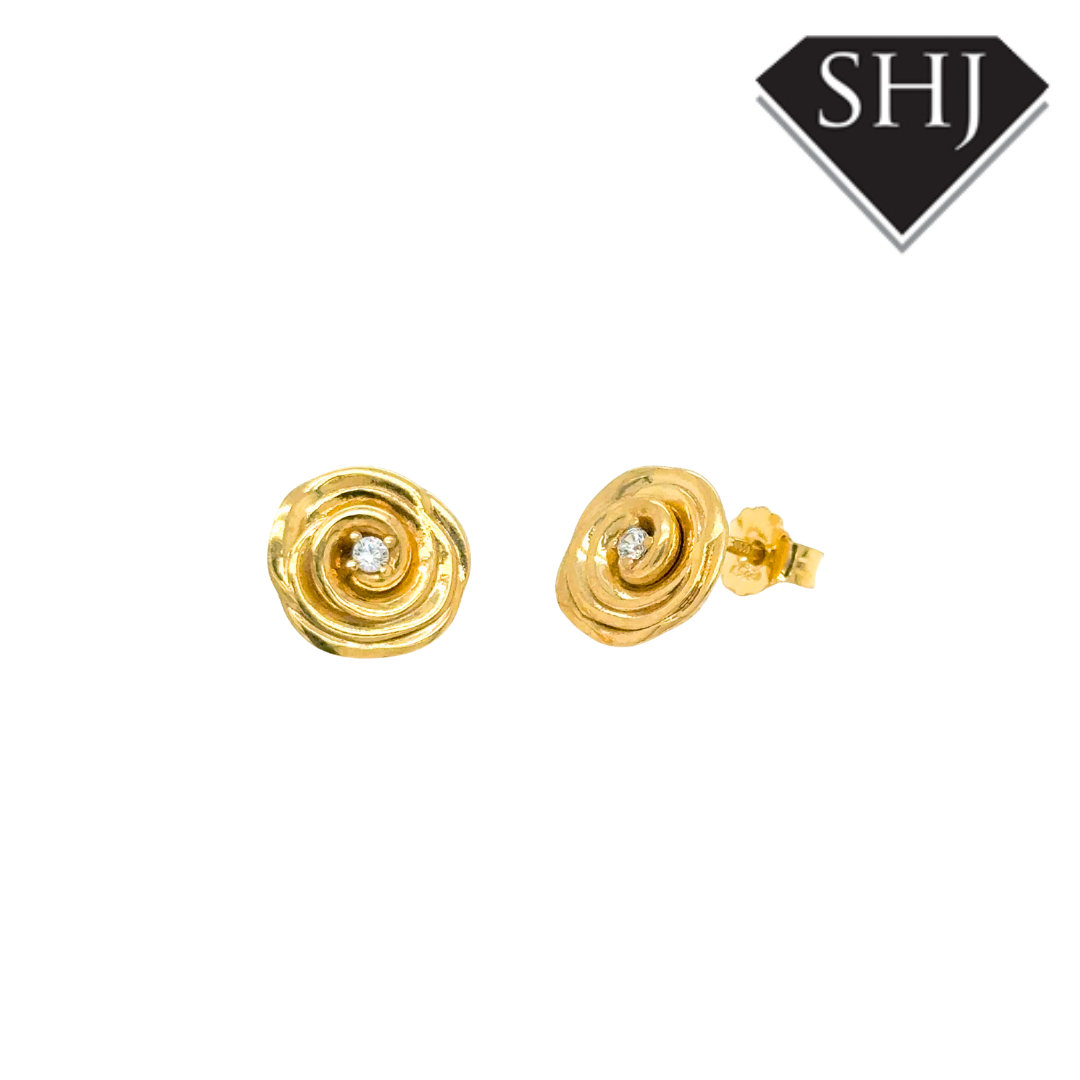 Silver Gold Plated CZ Swirl Earrings