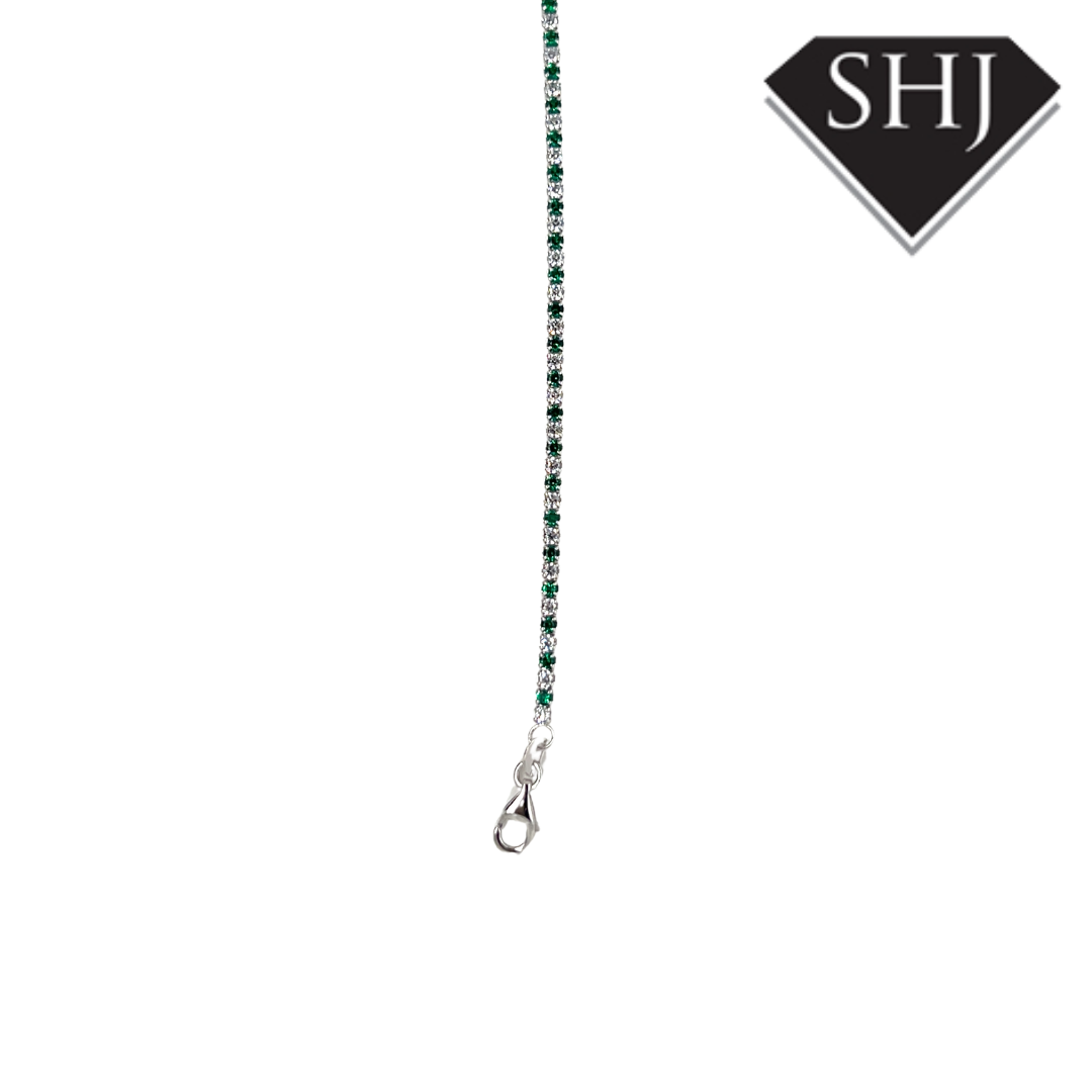 Silver Green CZ Bracelet