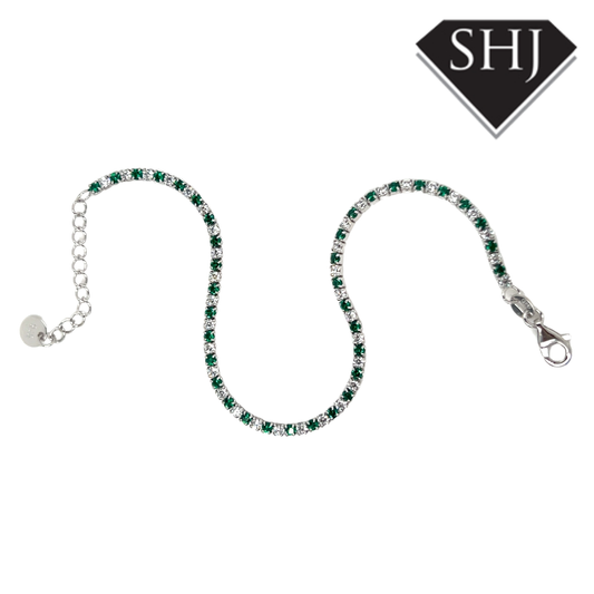 Silver Green CZ Bracelet